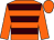 Orange body, brown hooped, orange arms, orange cap