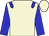 Beige body, big-blue epaulettes, big-blue arms, beige cap