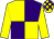 Yellow and purple (quartered), yellow sleeves, check cap
