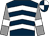 Dark blue, white chevrons, grey sleeves, white armlets, dark blue and white quartered cap