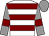 White, maroon hoops, grey sleeves, maroon armlets, grey cap