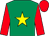 Emerald green, yellow star, red sleeves and cap
