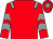 Red, grey epaulettes, grey chevrons on sleeves, grey star on cap