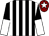 Black & white stripes, white & black halved sleeves, maroon cap, white star