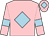 Pink, light blue diamond, light blue armlet, light blue diamond on cap