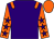 Purple, orange epaulets, orange sleeves, purple stars, orange cap