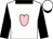 White, pink heart, black collar,  black sleeves, pink hoop, white cap, black visor