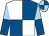 Royal blue & white quartered, light blue halved sleeves, royal blue & light blue quartered cap