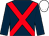 Dark blue, red cross sashes, white cap