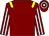 Maroon, yellow epaulettes, maroon & white striped sleeves, maroon & white hooped cap