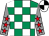 Emerald green & white check, grey sleeves, red stars, black & white quartered cap
