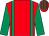 Red, emerald green braces and sleeves, red and emerald green striped cap