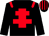 black, red epaulettes, red cross of lorraine, striped cap