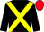 black, yellow cross belts, red cap
