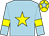 Light blue, yellow star and armlets, yellow cap, light blue star