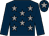 Dark blue, grey stars, dark blue sleeves, grey star on cap