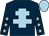 Dark blue, light blue cross of lorraine, light blue stars on sleeves, light blue cap