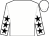 White, black stars on sleeves