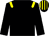 black, yellow epaulettes, striped cap