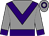 grey, purple chevron, purple belt, grey sleeves, purple cuffs, grey cap, purple hoop