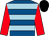 Royal blue, light blue hoops, red sleeves, black cap