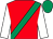 Red, emerald green sash, white sleeves, emerald green cap