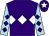 Purple, white triple diamond, light blue sleeves, purple diamonds, purple cap, white star
