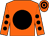 Orange, black disc, black spots on sleeves, hooped cap