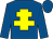 Royal blue, yellow cross of lorraine, royal blue cap