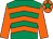 Emerald green & orange chevrons, orange sleeves, orange cap, emerald green star