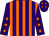 Purple & orange stripes, orange stars on sleeves, orange diamonds on cap