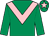 Emerald green, pink chevron, emerald green cap, pink star