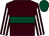Brown, dark green hoop, brown and white striped sleeves, dark green cap