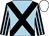 Light blue, black cross belts, black and light blue striped sleeves, white cap