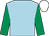 Light blue, emerald green sleeves, white cap