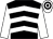 Black & white chevrons, white sleeves, hooped cap