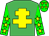 EmGreen,yellow cross of lorraine,green slvs,yellow stars,grn cap,yellow stars