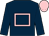 Dark blue body, pink hollow box, dark blue arms, pink cap