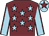 Garnet body, light blue stars, light blue arms, garnet seams, light blue cap, garnet star