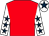Red, white sleeves, dark blue stars, white cap, dark blue star