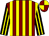 Maroon and yellow stripes, black and yellow striped sleeves, maroon and yellow quartered cap