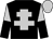 Black, silver cross of lorraine, silver and black halved sleeves, silver cap