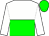 white and green halved horizontally, white sleeves, green cap