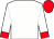 white, red cuffs, red cap