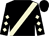 Black, beige sash, beige diamonds on sleeves, black cap