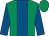 Emerald green, royal blue panel & sleeves, emerald green cap