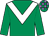 Emerald green, white chevron, emerald green & mauve check cap