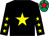 Black, yellow star, yellow stars on sleeves, emerald green cap, red star