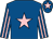 Royal blue, pink star, striped sleeves and star on cap