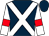 Dark blue, white cross belts, white sleeves, red armlets